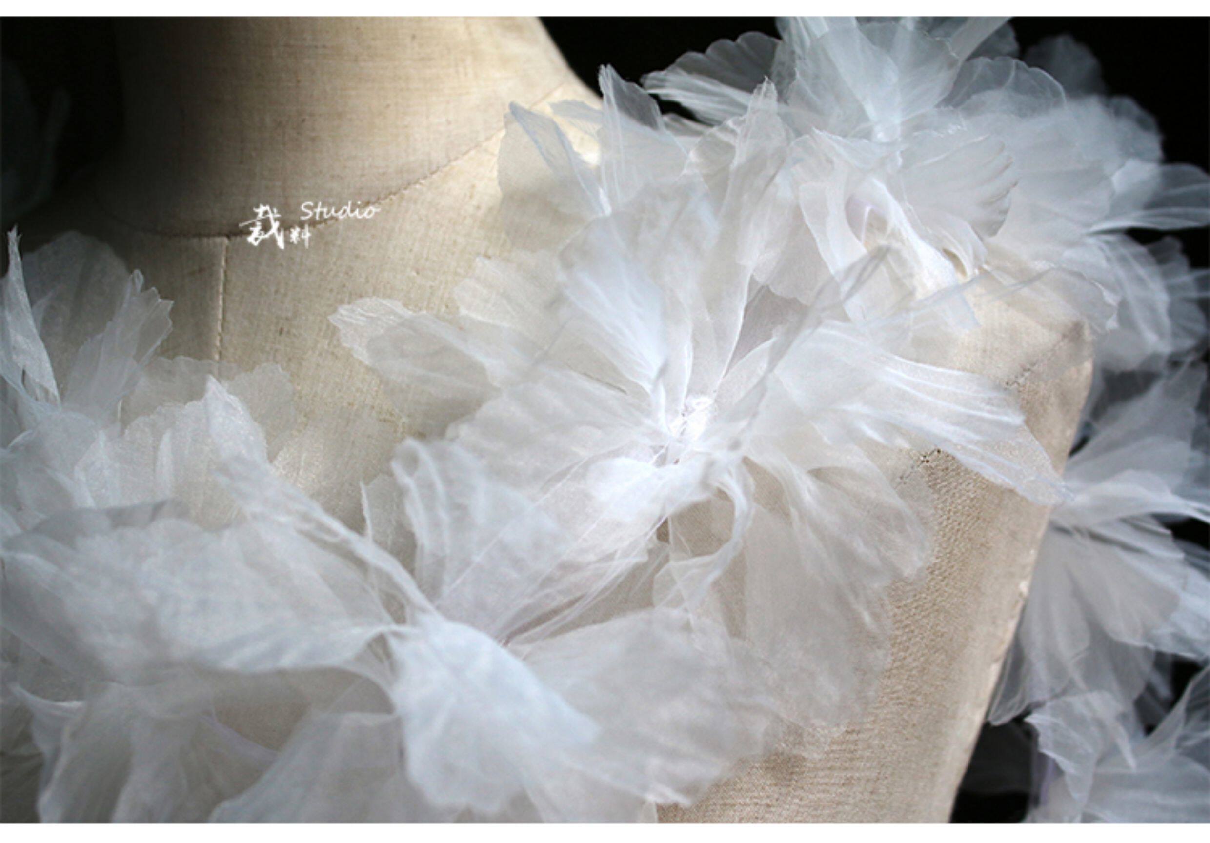 Кайма 虹膜立体大花蕾丝织物童装礼服婚纱头饰装饰手工diy胸花配件