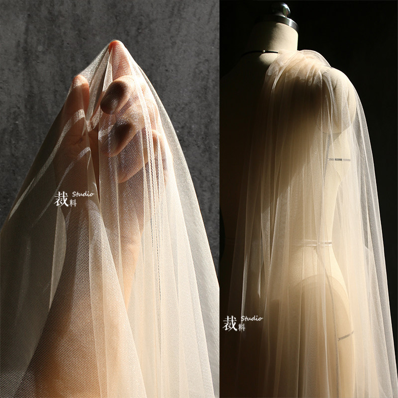 Nude color yarn Soft gauze Yarn Perspective Upscale Elastic Color Mesh Mesh Beige Wedding Dresses Dress Fabric