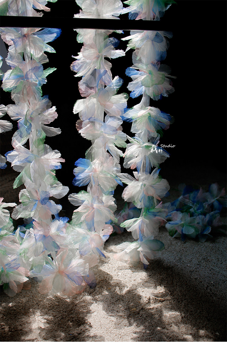 Кайма 冰花 幻彩蓝绿色立体大花朵童装头饰装饰手工diy胸花服装辅料花边