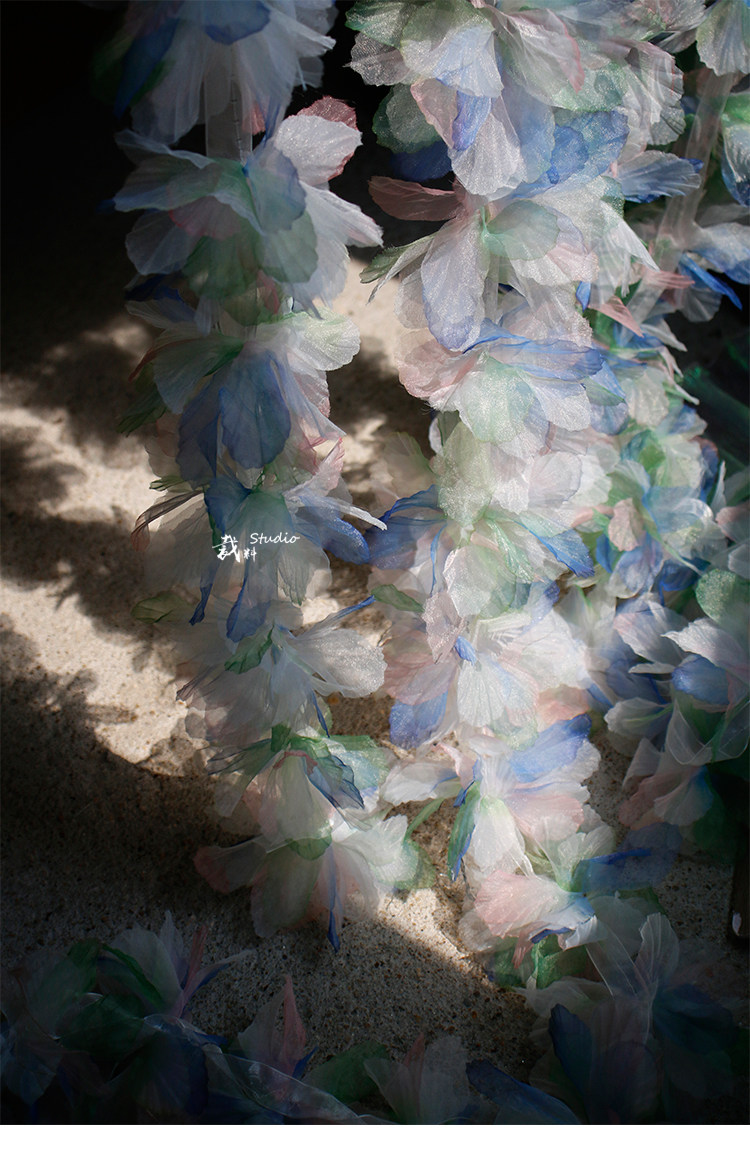 Кайма 冰花 幻彩蓝绿色立体大花朵童装头饰装饰手工diy胸花服装辅料花边