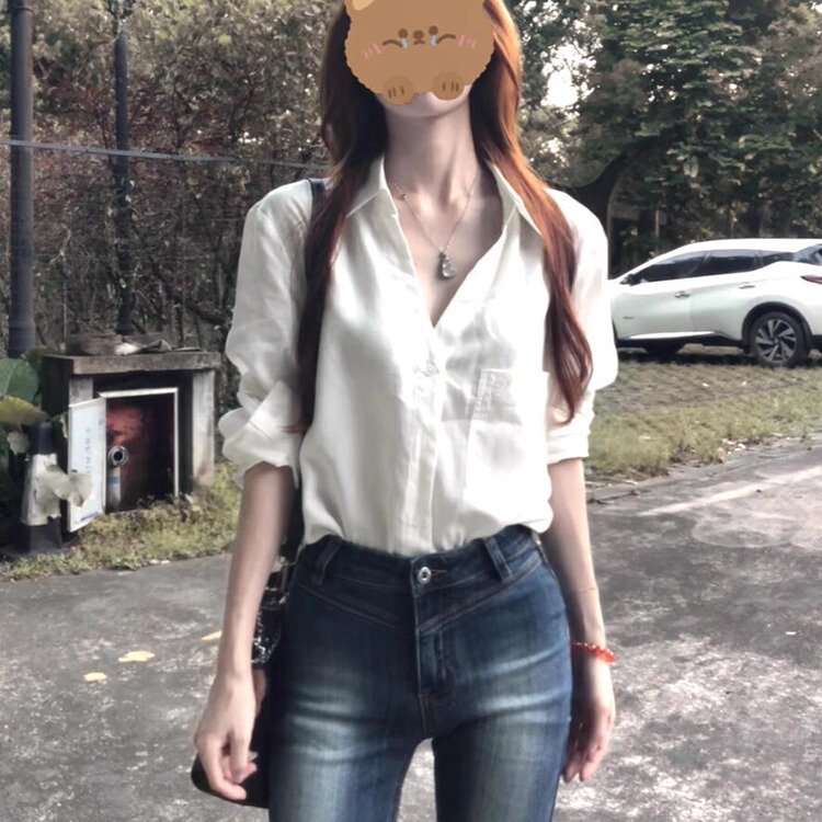 French-Style Elegant V-Neck Long-Sleeve Shirt for Women, New Autumn Style, Relaxed and Loose Fit, Slimming, Casual Versatile Blouse Top French-Style Elegant V-Neck Long-Sleeve Shirt for Women, New Autumn Style, Relaxed and Loose Fit, Slimming, Casual Versatile Blouse Top
