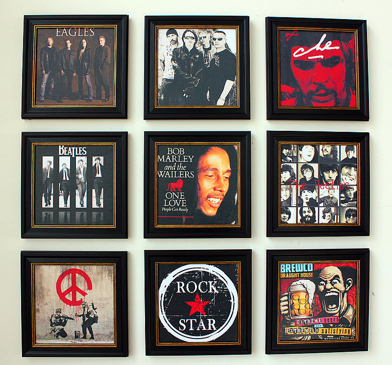 European and American retro decorative painting personality living room study piano room bar cafe framed painting band rock star