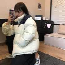 Wang Shaoshes shop Down jacket 2022 years Winter new light thin short Han version Loose Retro Almond Black