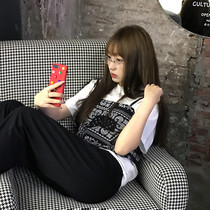 Wang girls shop camisole vest 2021 spring and summer new black cashew flower strapless chest waist sleeveless top