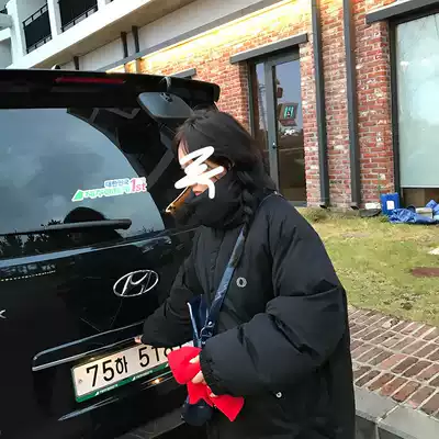 Wang Girl's shop black medium and long version of cotton clothes winter Korean version loose over-the-knee large cotton clothes thickened mesh infrared cover