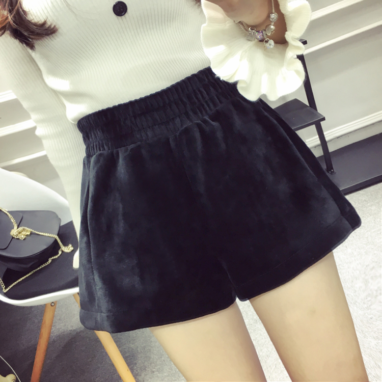 2018 quần short nhung mới của phụ nữ mùa thu đông mặc quần bốt mỏng cho sinh viên Hàn Quốc quần ống rộng thời trang nữ