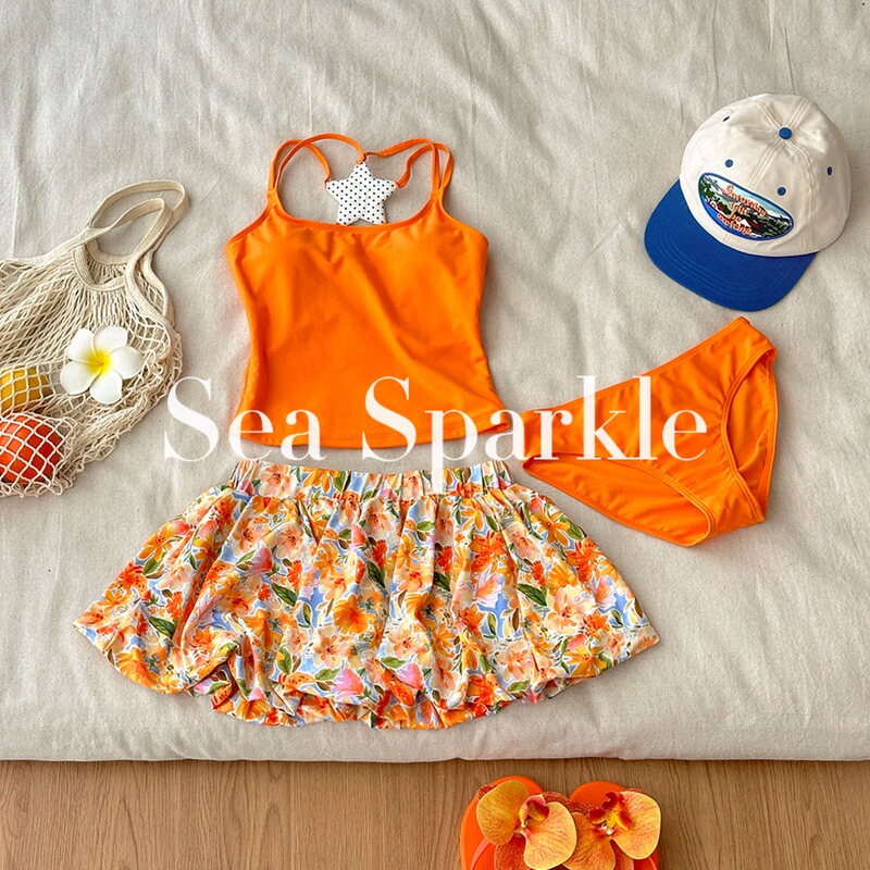 Orange Summer Bubbles ins Summer Island Photo Shoot Two-Piece Vacation Floral Skirt Graffiti Lazy Outerwear Slimming Swimsuit Orange Summer Bubbles ins Summer Island Photo Shoot Two-Piece Vacation Floral Skirt Graffiti Lazy Outerwear Slimming Swimsuit