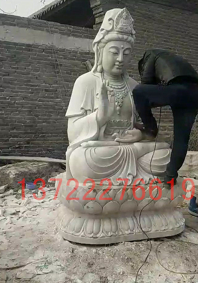 Stone sculpture Three-sided Guanyin sculpture Temple Bodhisattva Buddha statue ornaments Large dripping Guanyin statue Stone sculpture Guanyin Buddha statue