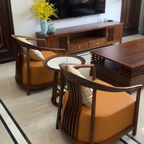 New Chinese style Chinese style atmospheric ebony wood sofa coffee table TV cabinet combination large and small apartment living room club customization