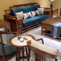 New Chinese style black gold solid wood living room villa simple Zen classical sofa coffee table TV cabinet combination furniture customization