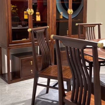 New Chinese Ukim Wood Home Restaurant Solid Wood Zen Dei Dining Table And chaires Combined Wine Cabinet Furniture Full House