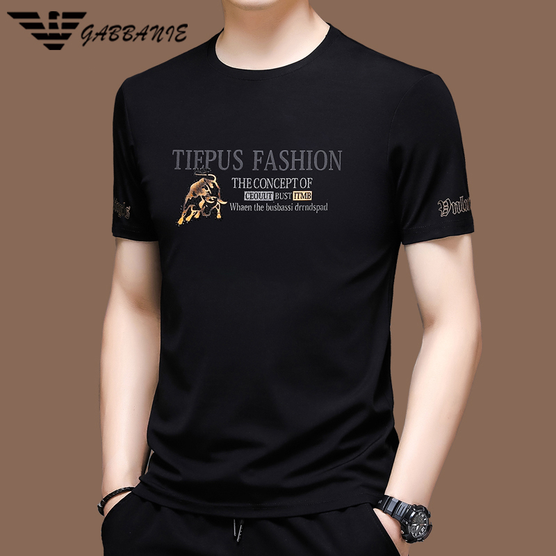 Authentic Italian Brand High-End Men's Short-Sleeved T-Shirt 2025 New Summer Pure Cotton Round Neck High-End Thin T-Shirt
