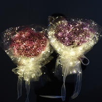 Glowing starry dry bouquet net red burst birthday gift flowers for girlfriends and girlfriends festival with lights super bright