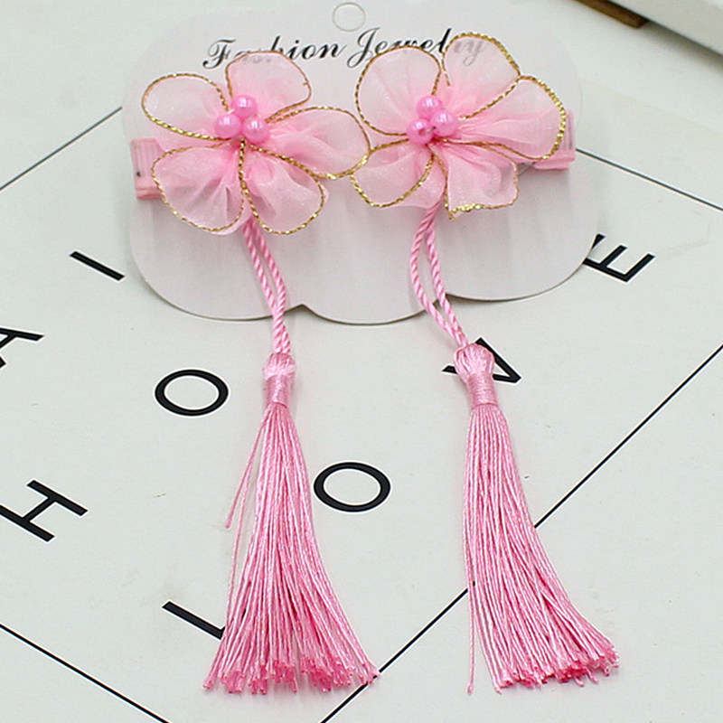 Girls' tassel hairpins, girls' hair accessories, Chinese style, ancient children's Hanfu, with silk scarf, silk, super fairy, ancient Hanfu