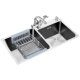304 Stainless Steel Double Sink Kitchen Sink Set, Handmade Dishwashing Sink, Thickened Vegetable Washing Basin with Stand