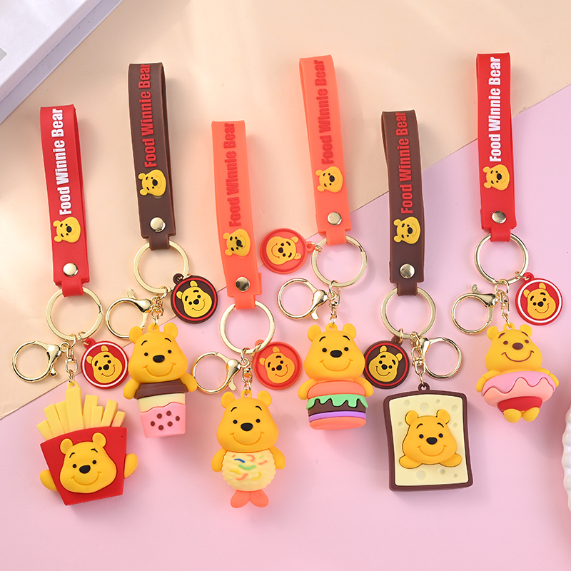 New Winnie the Pooh Keychain Cute Bear Donut Fries Women's Bag Pendant Car Keychain Small Gift New Winnie the Pooh Keychain Cute Bear Donut Fries Women's Bag Pendant Car Keychain Small Gift