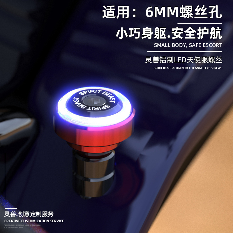 Mountain Leaf Locomotive Retrofitted License Plate Lamp LED Angel Eye Lamp Decorative Ghost Fire Scooter Retrofit Accessories Screws