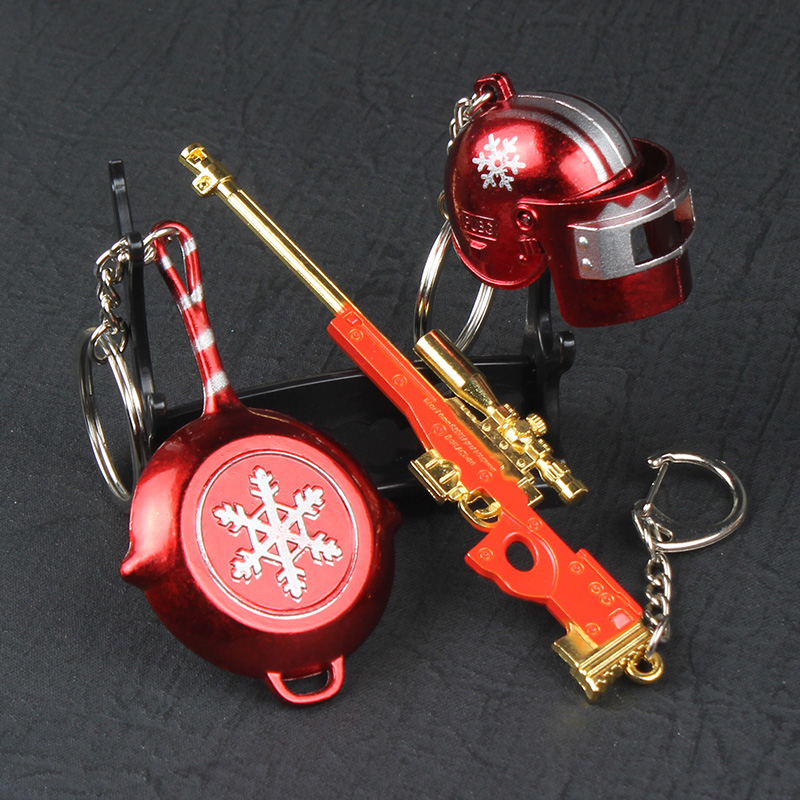 Eating chicken Jedi toy metal 98k model survival mini three-level head pan awm small gun keychain pendant