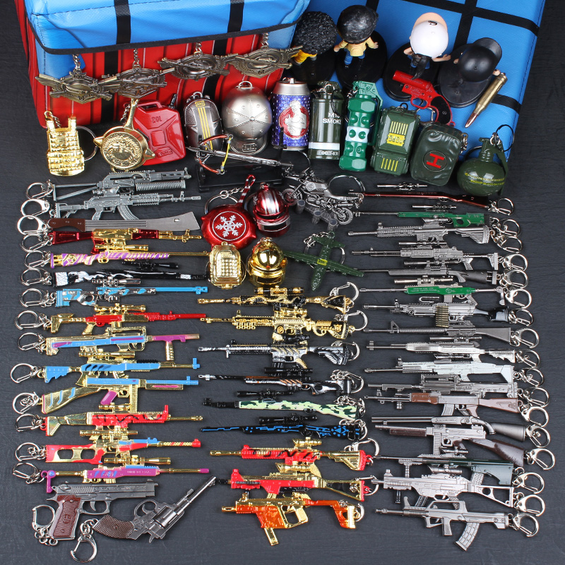 Eating chicken model set keychain alloy pendant awm98k metal small grab weapon Jedi survival toy full set