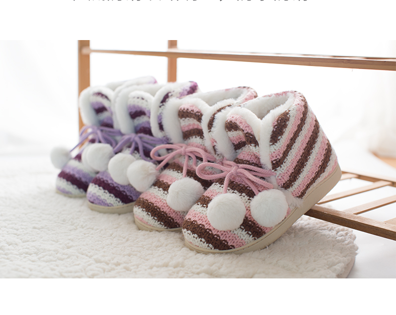 Dép cotton nữ mùa đông với giày dày tháng ấm áp sau sinh cộng với giày nhung trong nhà mùa thu và mùa đông giày đế dày có đế dày dép nhựa đi trong nhà vệ sinh