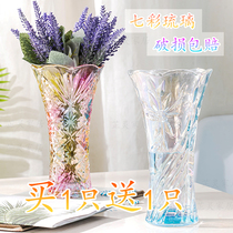 Extra large thick glass vase living room with dried flowers ornaments hydroponic green Luo rich bamboo Lily transparent vase