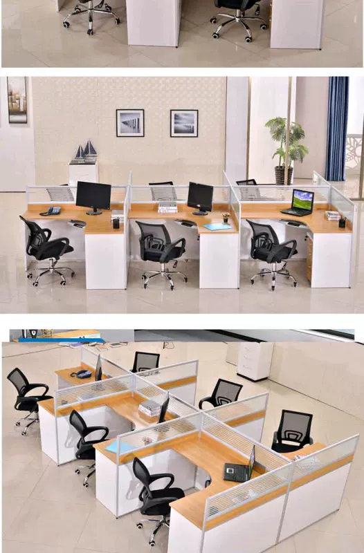 Thượng Hải Huiyue Văn phòng nội thất Nhà máy Nhân viên Bàn làm việc Bàn ghế 4 người màn hình thẻ làm việc Nhân viên văn phòng - Nội thất văn phòng