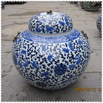 Value recommended Jingdezhen ceramics hand-painted antique blue and white storage cans with ring rice cans