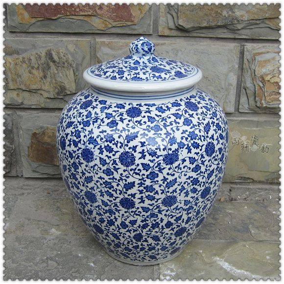 Value-for-money recommendation Jingdezhen ceramics antique blue and white rice cylinder lid jar flooded egg jar flooded meat jar storage jar ornament