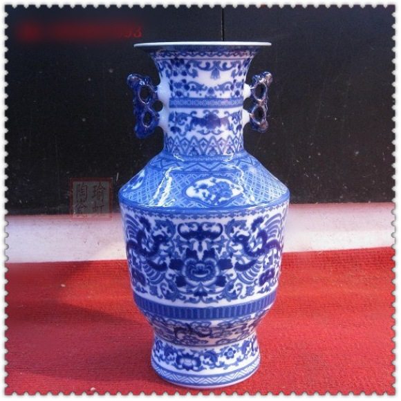 Great value recommendation Jingdezhen ceramics Antique blue and white binaural decoration Countertop vases Ornaments Special offer