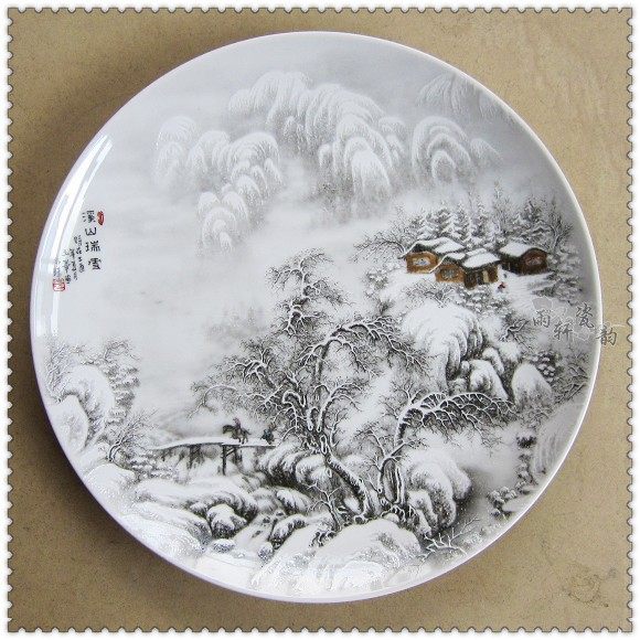 Supervalue Recommend Jingdezhen Ceramics Hand Painted Pink Decorative seating pan hanging disc Wang Hua Snow View Swing Piece Price