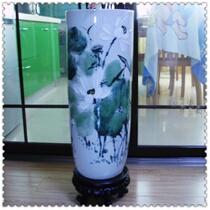 Value recommended Jingdezhen ceramics hand-painted kiln glaze Lotus Lotus vase Square South ornaments