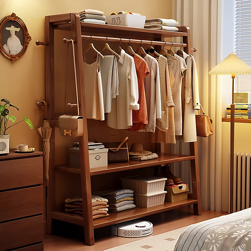 Solid Wood Coat Rack, Household Clothes Rack, Floor-Standing Bedroom Clothes Rack, Simple Room Clothes Rack, Bed End Storage Rack Solid Wood Coat Rack, Household Clothes Rack, Floor-Standing Bedroom Clothes Rack, Simple Room Clothes Rack, Bed End Storage Rack