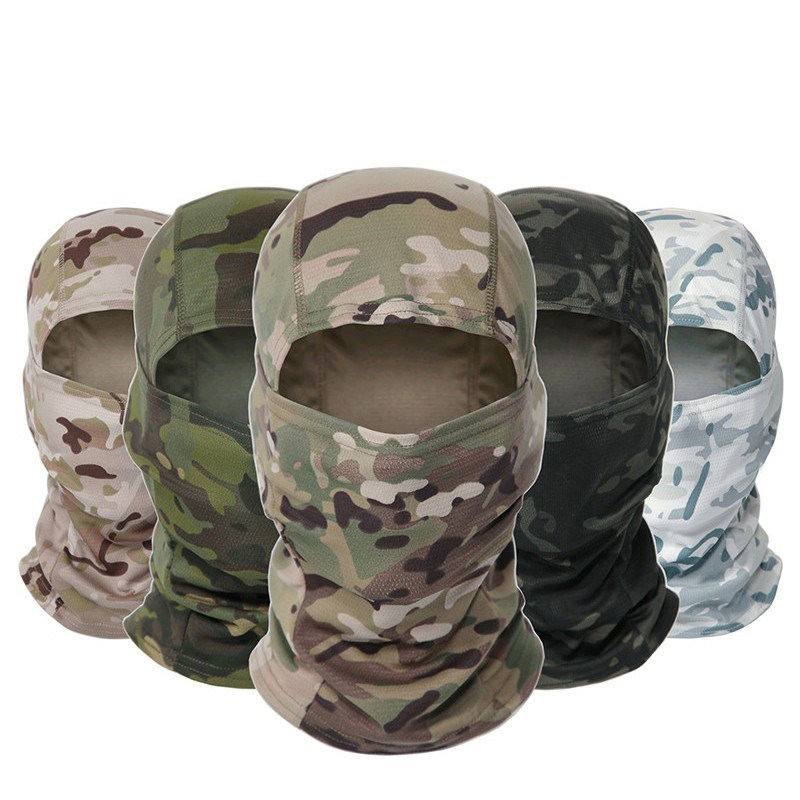 ミリタリータクティカル迷彩ヘッドギア、一体型アウトドアサイクリングフィッシング日焼け防止通気性フェイスマスク/帽子、野球帽