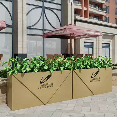 Iron flower trough real estate rectangular creative fence custom logo flower box outdoor courtyard flower bed gold