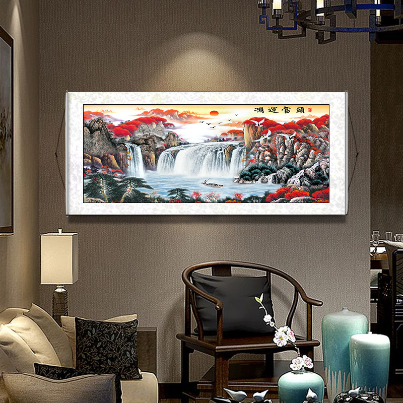 Hongyun When Head Landscape Painting Feng Shui Leaning On Mountain Chart Living Room Hanging Painting Office Character Painting Decoration Background Wall Mural Painting Country Painting