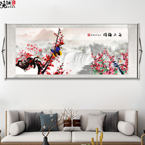  New Chinese style flower blooming rich decorative painting living room bedroom scroll hanging painting rice paper scroll mounting cloth peony rich flower