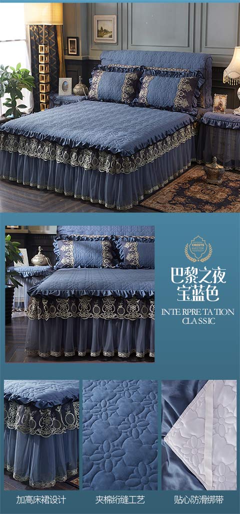 Phong cách châu Âu nhuộm bông rửa giường ren váy đơn mảnh chăn bông công chúa gió giường bìa giường ngủ trần truồng ngủ - Váy Petti ga giường viền ren