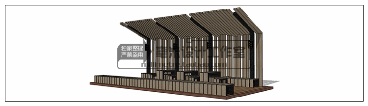 T73 现代廊架SU模型新亚洲新中式花架欧式风雨连廊sketchup景...-40