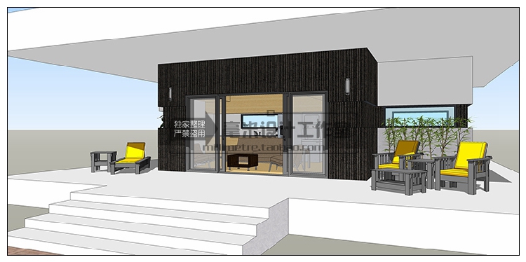 T76 集装箱建筑SU模型改造餐厅咖啡别墅景观工业装配sketchup...-15