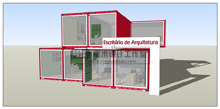 T76 集装箱建筑SU模型改造餐厅咖啡别墅景观工业装配sketchup...-12