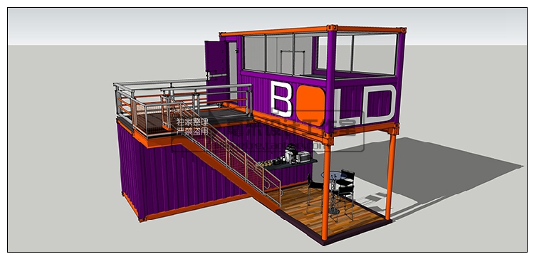 T76 集装箱建筑SU模型改造餐厅咖啡别墅景观工业装配sketchup...-34