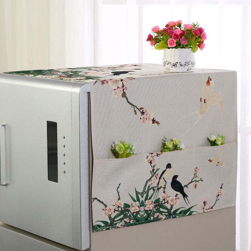 Refrigerator towel cover single door cotton and linen refrigerator cover dust cover Double door to door household washing machine cover