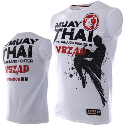 VSZAP MUAY THAI Боевая тайская боксёрская тренировочная майка без рукавов для мужчин с коленом в полёте, спорт, жилет