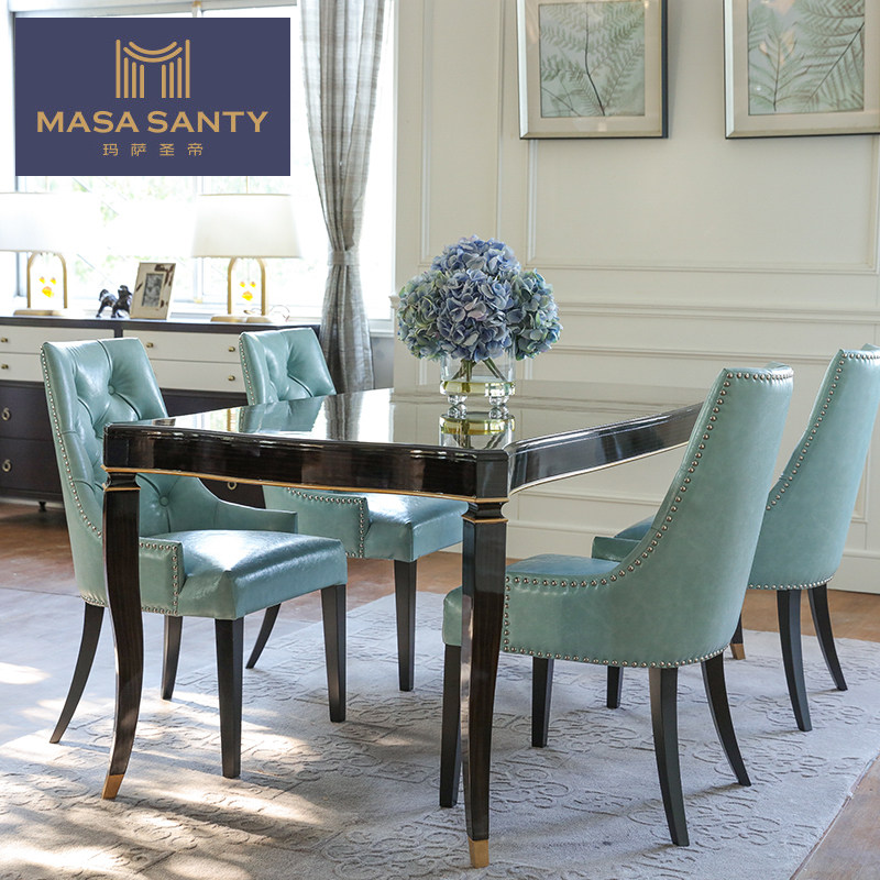 American light extravagant table dining room solid wood high light dining table and chairs combined European-style modern customizable furniture table