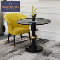 American light luxury negotiation table 800mm household small house type solid wood gold old leisure small round table customization