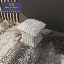 American sofa stool fabric pedal stool living room change shoes stool light luxury home footrest Nordic solid wood footrest