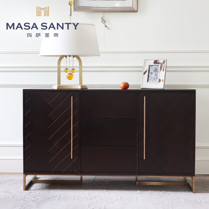 Modern American metal foot TV cabinet high cabinet dining room dining cabinet drawer cabinet bedroom locker complete furniture