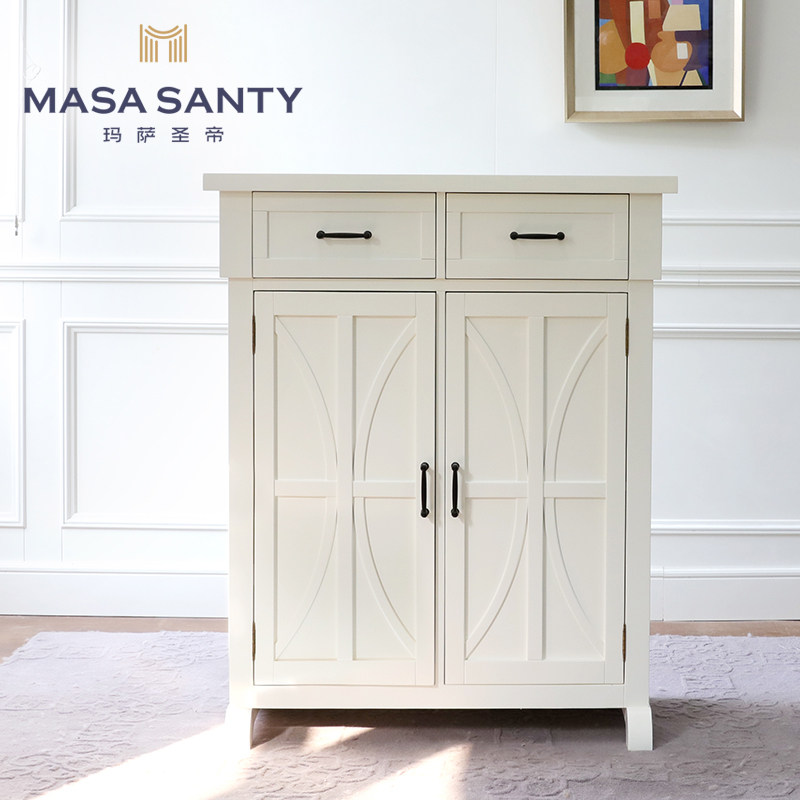 Simple modern American white shoe cabinet decoration designer model room high-end custom porch furniture hallway cabinet