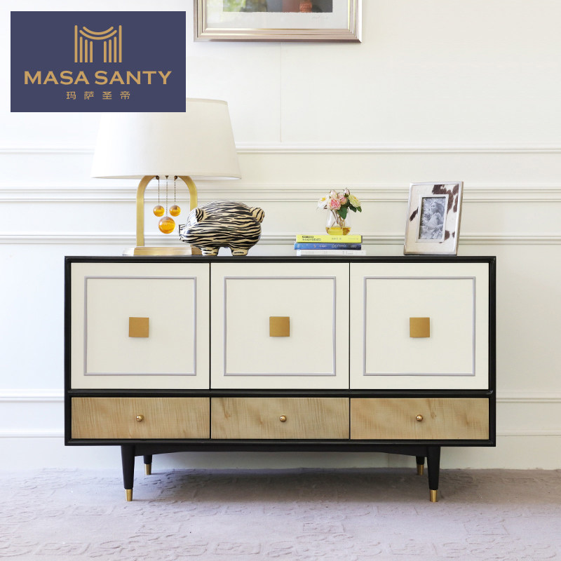 Minimalist modern American white High TV cabinet Living room light and luxurious decorated cabinet dining cabinet Bedroom storage hopper cabinet