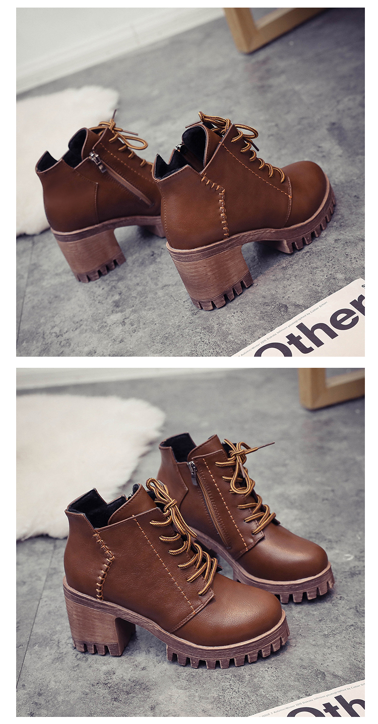 Giày bốt Martin mới 2018 cho nữ giày boot nữ cổ cao đế bằng